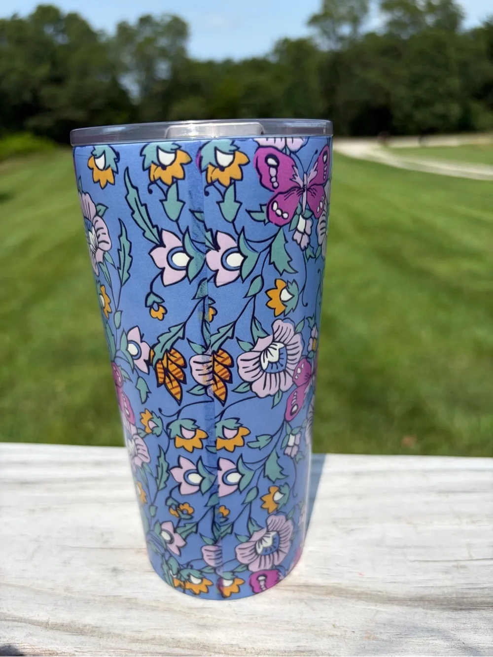 Vera Bradley 20oz Stainless Steel Travel Mug | Insulated Floral Tumbler Blue